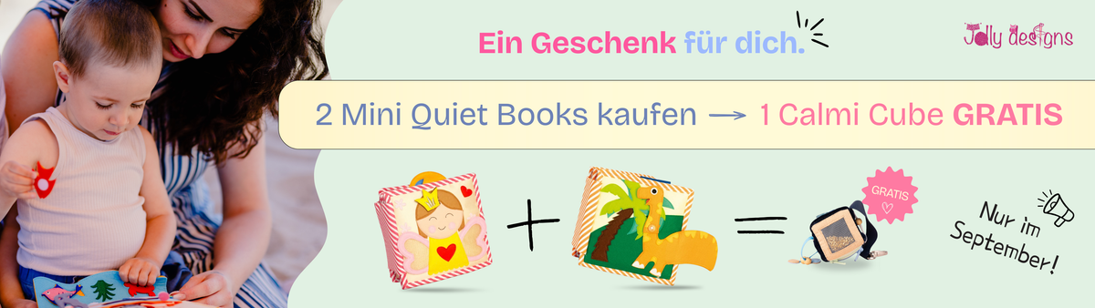 Kauf 2 Mini Quiet Books – dein Calmi Cube ist gratis.