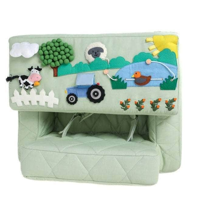 Fauteuil d’activité carré Fauteuil d’activité Ecki vert avec coussin de ferme