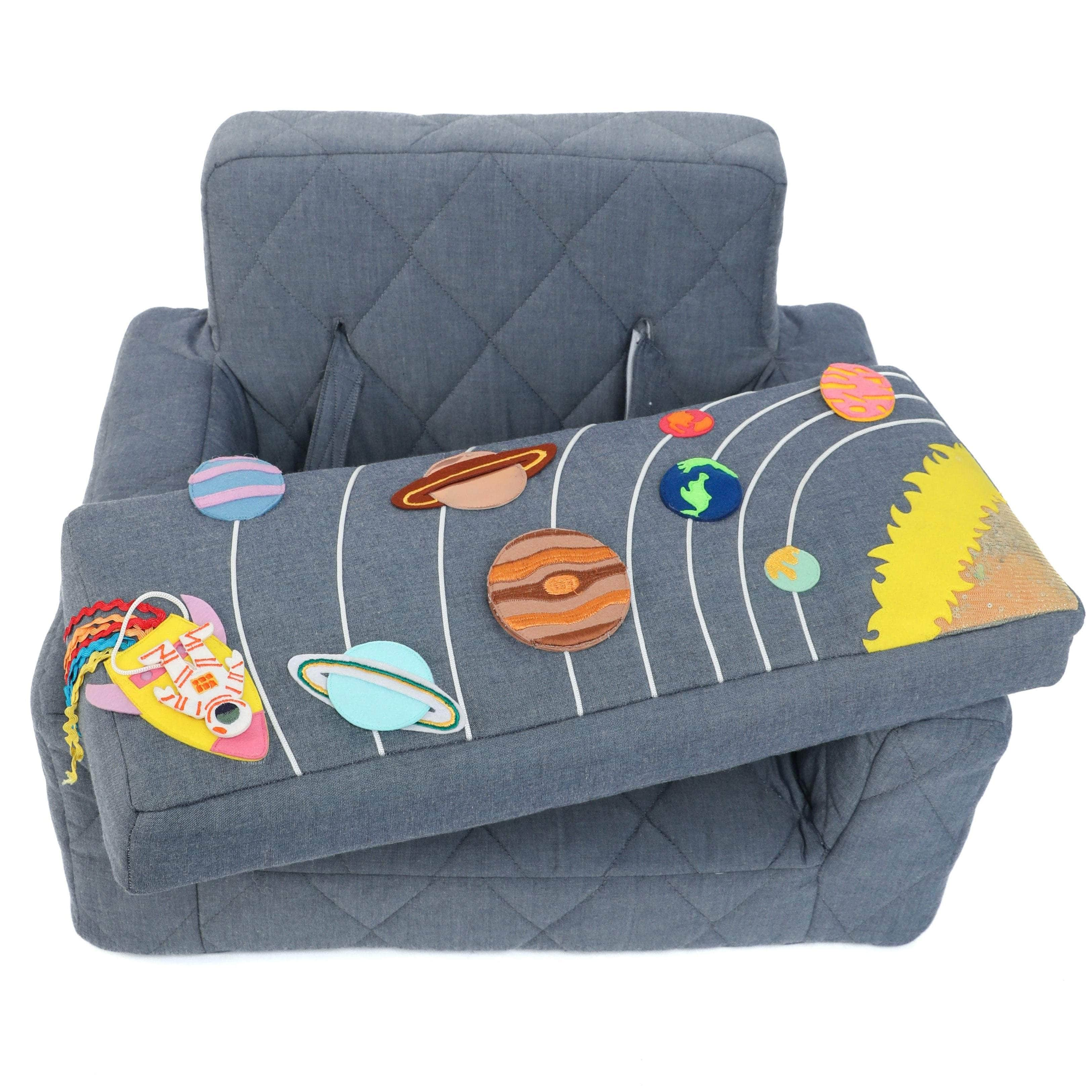 Fauteuil d’activité carré Fauteuil d’activité Ecki bleu avec coussin de système solaire