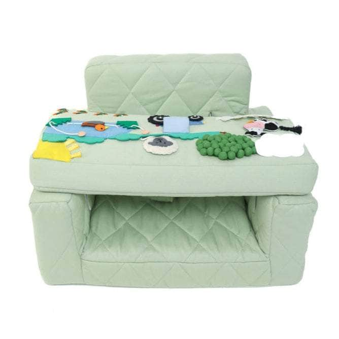 Fauteuil d’activité carré Fauteuil d’activité Ecki vert avec coussin de ferme