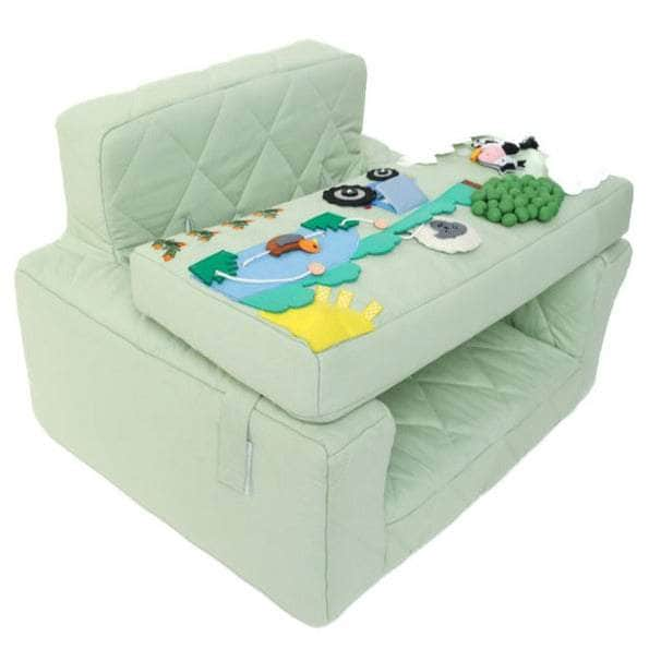 Fauteuil d’activité carré Fauteuil d’activité Ecki vert avec coussin de ferme